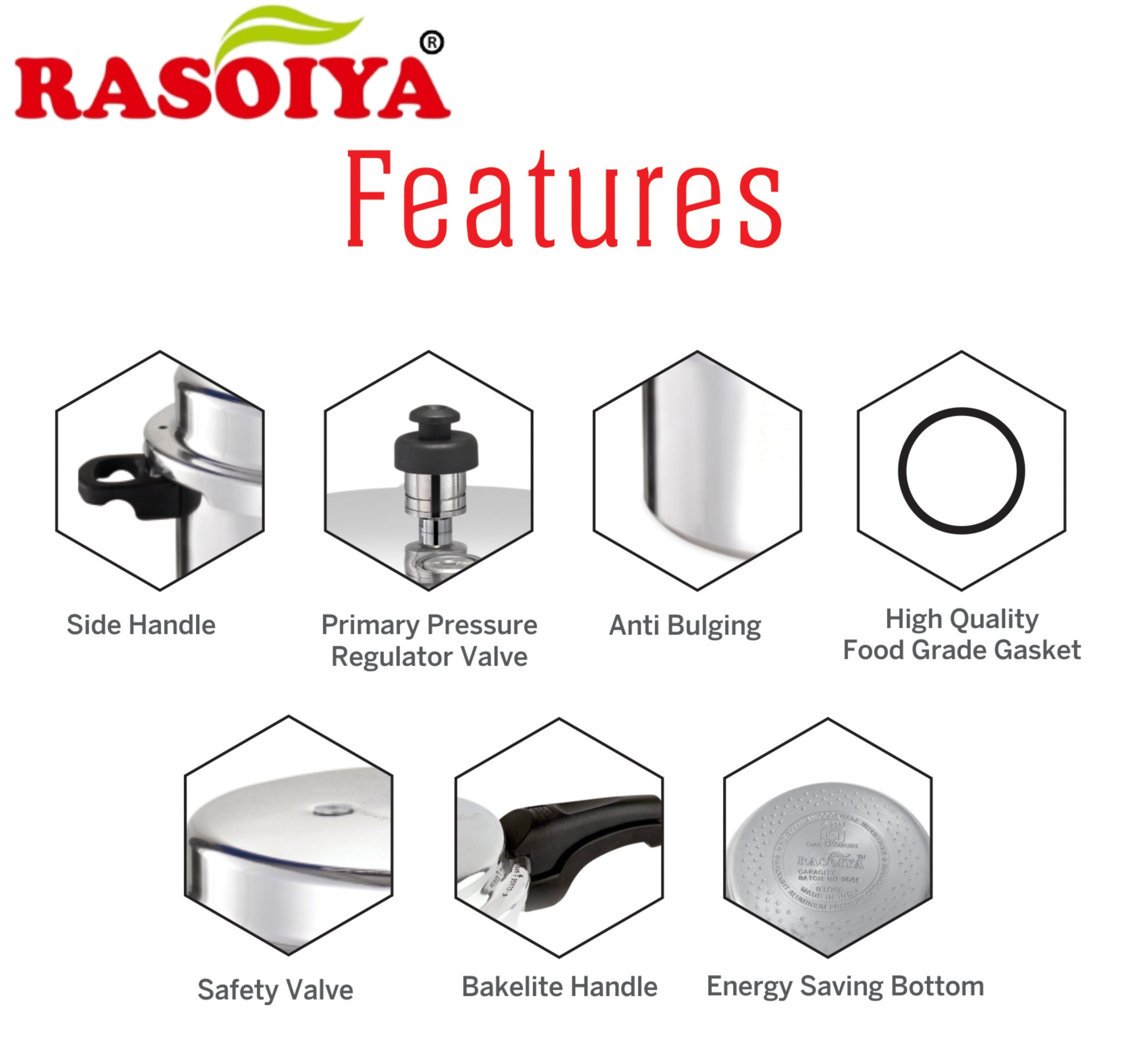 RASOIYA  5LTR +3LTR+2LTR+1.5LTR COOKER COMBO PACK