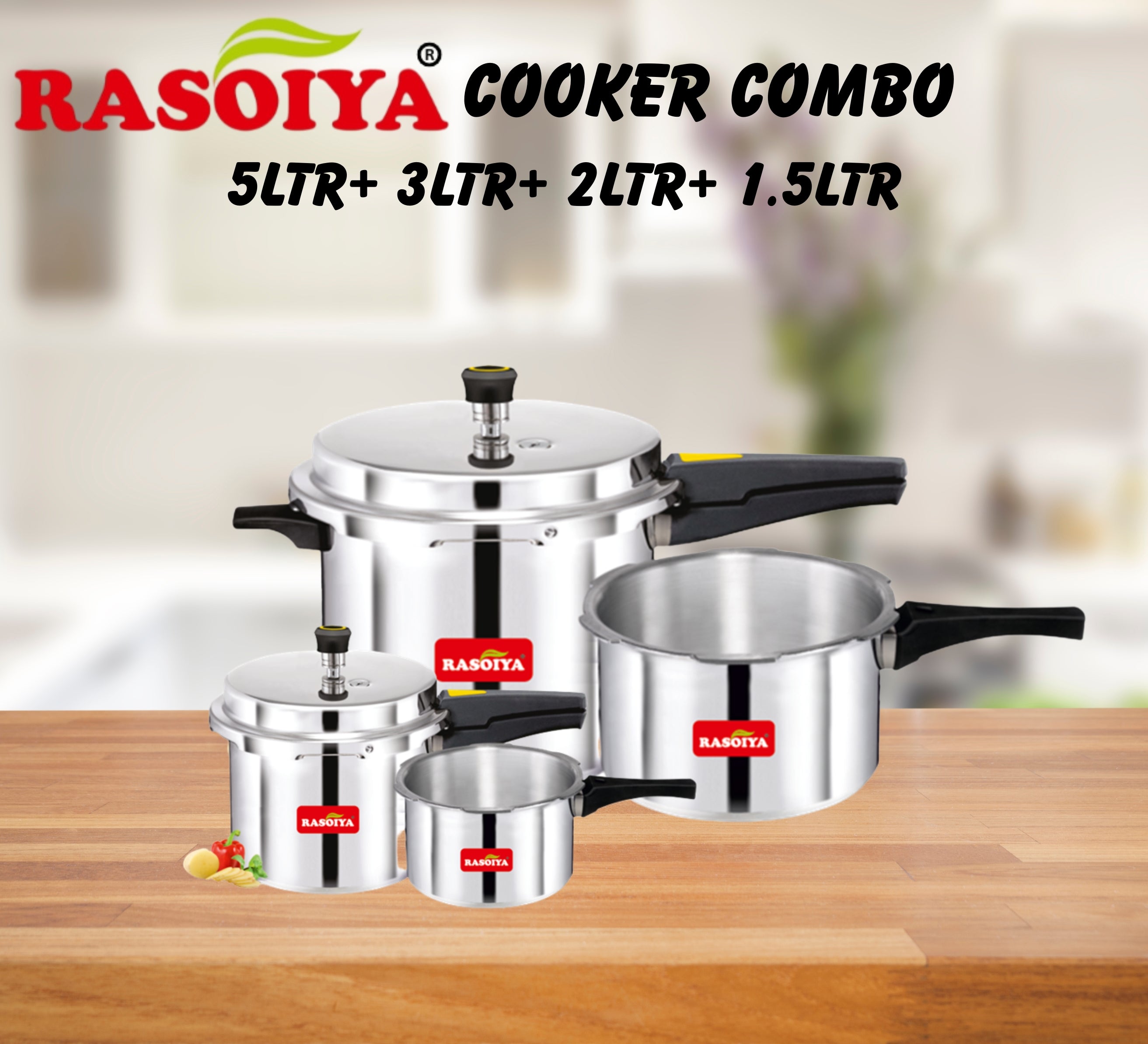 RASOIYA  5LTR +3LTR+2LTR+1.5LTR COOKER COMBO PACK