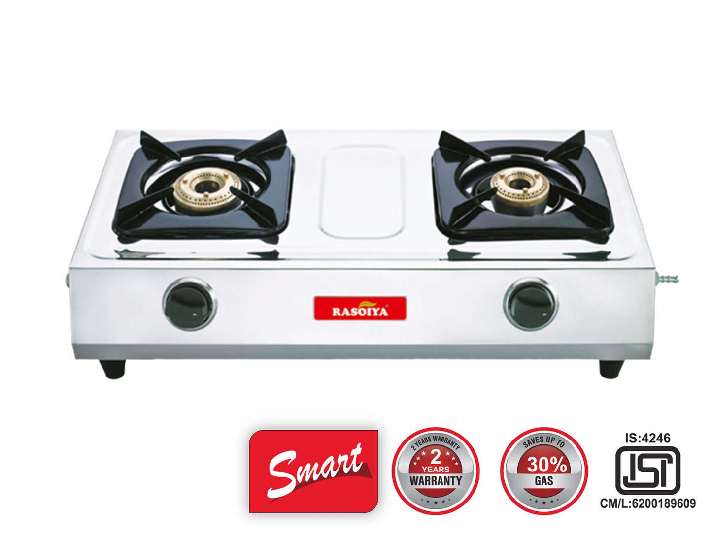 Rasoiya Smart 2 Burner Stainless Steel Manual Gas Stove