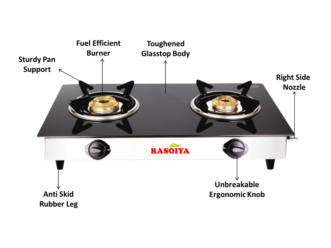 RASOIYA 2 BURNER MINI GLASS TOP STOVE