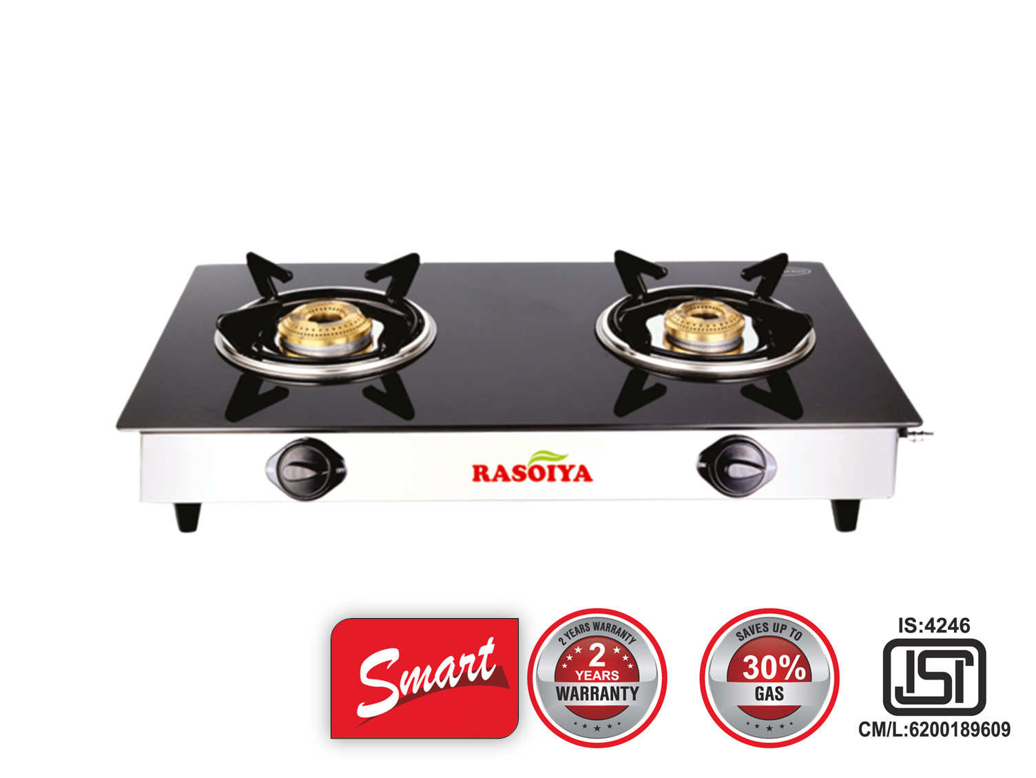 RASOIYA 2 BURNER MINI GLASS TOP STOVE