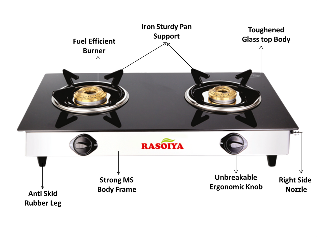 RASOIYA 2 BURNER GLASS TOP STOVE