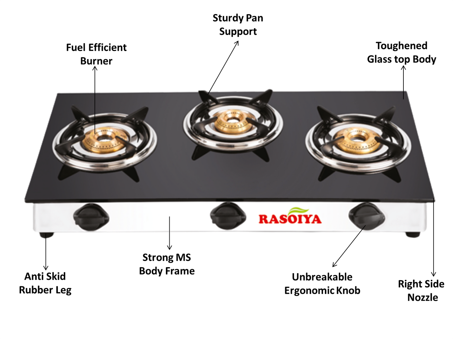 Rasoiya Plus Size Glass Top Gas Stoves