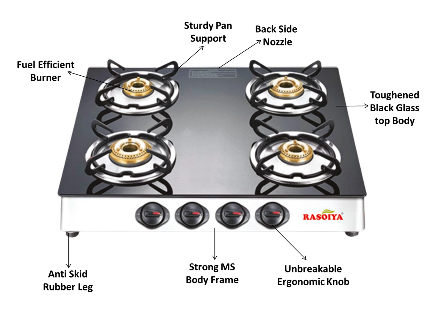 Rasoiya Plus Size Glass Top Gas Stoves