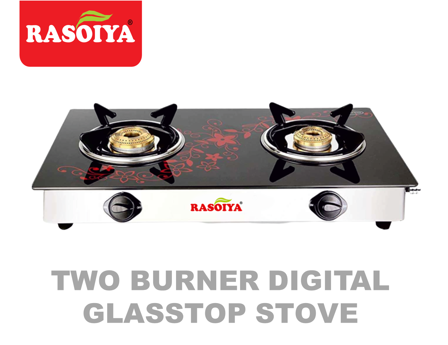 RASOIYA 2 BURNER DIGITAL GLASS TOP STAINLESS MS FRAME