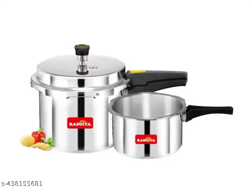 Rasoiya Plus Ragular Base 3ltr + 2ltr Aluminium Pressure Cooker Combo