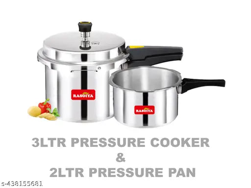 Rasoiya Plus Ragular Base 3ltr + 2ltr Aluminium Pressure Cooker Combo